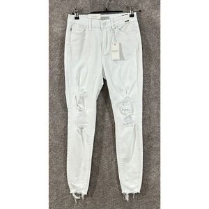 Judy Blue Jeans Womens Junior 5/27 White Distressed Skinny Actual 27X27 Ankle